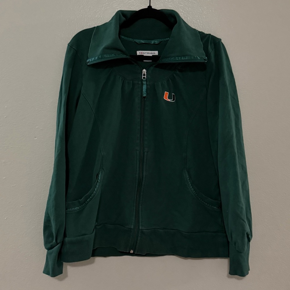 University of Miami Hurricanes Cutter & Buck XL Full Zip Stretch Cotton Jacket